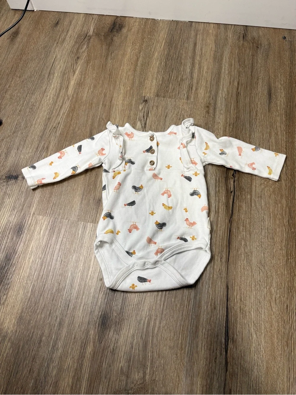Rabbit + Bear Organic Cotton Chicken Print Bodysuit & Pink Pants Set  Size 6-9 M
